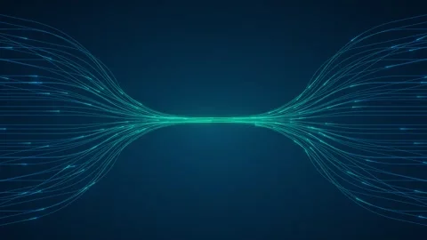 Glowing Cyan Data Lines Converging Center Blue Technology Abstract Background Stock Footage 336210904