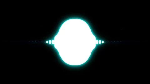 Glowing cyan digital audio waveform equalizer pulsing on black background, .. Stock Footage 337554066