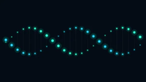 A glowing cyan digital dna double helix structure against a black background Stock Footage 338310570