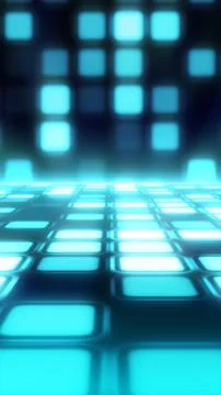Glowing cyan digital square grid perspective Stock-Illustration