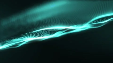 Glowing cyan digital wave flowing through dark space, abstract technology Stock Footage 326779534