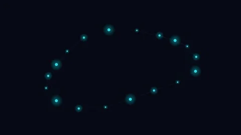 A glowing cyan dotted oval frame isolated against a deep black background Видео 338309838