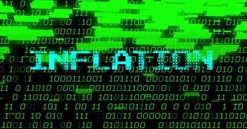 Glowing cyan ENCRYPTION text pulsing over cyber terminal, with green binary Stock-Illustration
