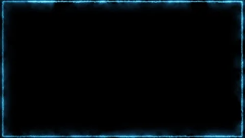 Glowing cyan energy frame visual black center space, electric edge texture, and Stock Footage 340526405