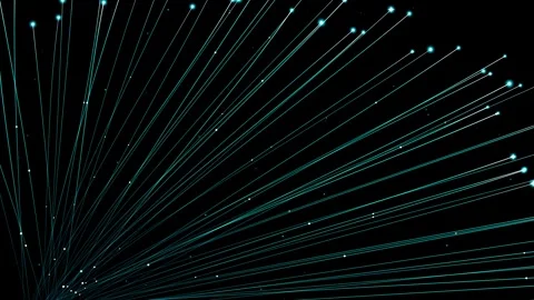 Glowing Cyan Fiber Optics Light Beams Abstract Technology Motion Graphic    Stock Footage 346044370