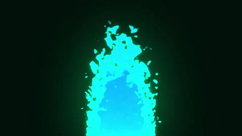 Glowing cyan flame effect on dark background Stock Footage 332908401