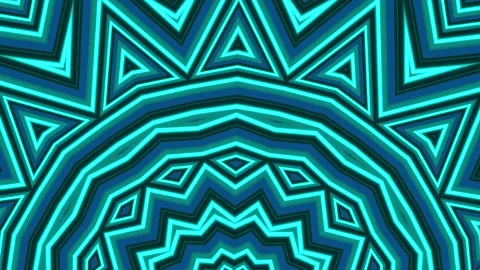 Glowing cyan geometric mandala pattern radiating islamic art neon lines 스톡 동영상 262597280