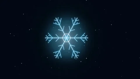 Glowing cyan geometric snowflake pattern with sparkling light particles aga.. Stock Footage 342723486