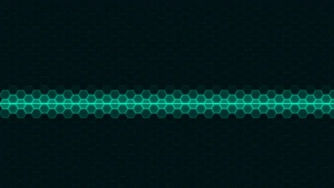 Glowing cyan hexagonal grid pattern against a deep black background texture Stock Footage 335145922