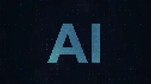 Glowing cyan LED letters on dark dot matrix motion background Stock Footage 338066059