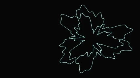 Glowing cyan line waveform oscillating in a floral pattern Stock Footage 346663538