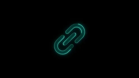 Glowing cyan link icon animation isolated on black background for digital c.. Stock Footage 345549962
