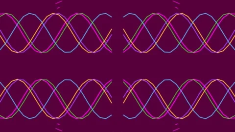 Glowing cyan magenta infinity geometric loop line pattern background animatio Stock Footage 339345133