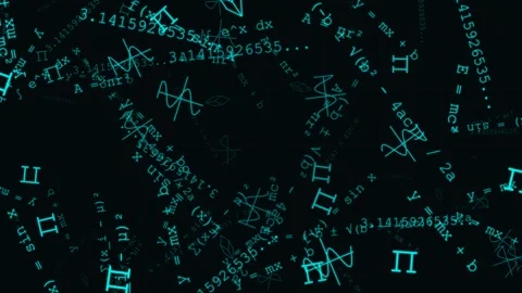 Glowing Cyan Mathematical Formulas Floating on Digital Background Stock Footage 344755903
