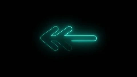 Glowing cyan neon double arrow icon on black background Stock Footage 344794369