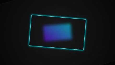 A glowing cyan neon rectangle framing a soft blue and purple gradient center Stock Footage 339618224
