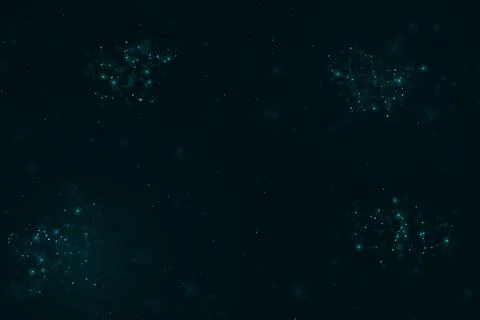 Glowing cyan nodes form delicate connected clusters across a deep space-ins.. Stock Illustration
