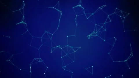 Glowing cyan nodes form a digital plexus in a seamless loop Stock Footage 342949181