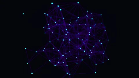 Glowing cyan nodes forming an artificial intelligence neural brain network .. Stock Footage 342338081
