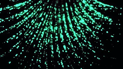 Glowing cyan particles stream downwards creating abstract cascade effect Stock Footage 327507308