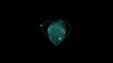 Glowing cyan plexus line heart animation, futuristic digital love network Video stock 342687083