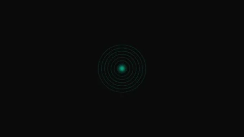 A glowing cyan point centered within delicate concentric circular grid lines Stock Footage 339619337