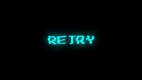 Glowing cyan retry text with digital glitch effect on black background Stock Footage 329752824
