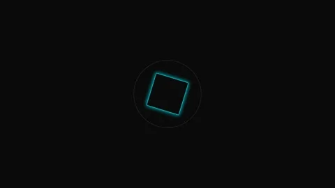 A glowing cyan square centered within a faint circular outline on black Stock Footage 339615435
