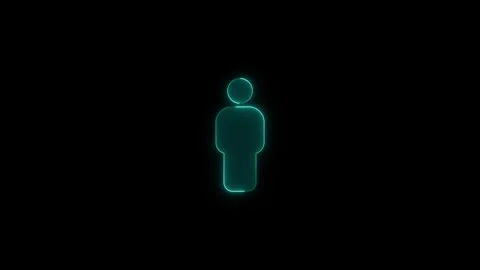 Glowing cyan user person icon animation appearing on black background repre.. Stock Footage 345550112