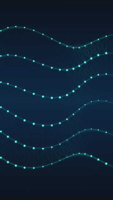 Glowing cyan wave lines pattern for futuristic digital technology backgroun.. Stock Footage 345493338
