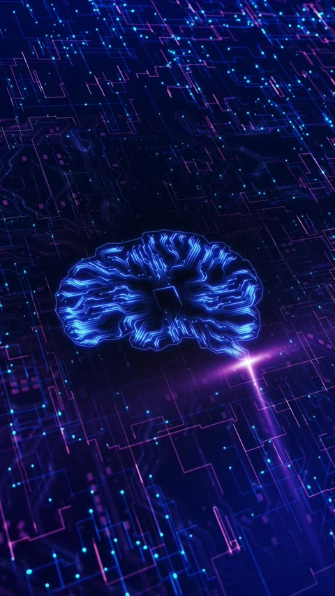 Glowing cyber brain visualizing artificial intelligence machine learning deep le 動画素材 341899025