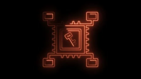 Glowing cyber security processor with key lock design for secure data access Stock Footage 322960539