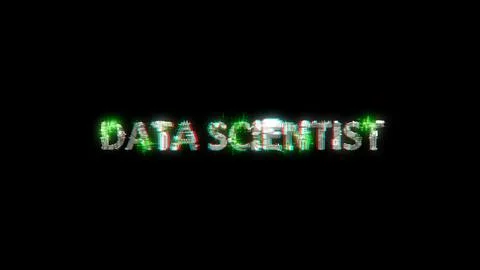 Glowing cybernetic text DATA SCIENTIST on black - meta universe concept Illustrazione stock