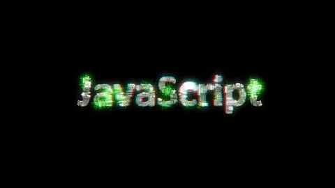 Glowing cybernetical text JavaScript on black - meta universe concept Stock-Illustration