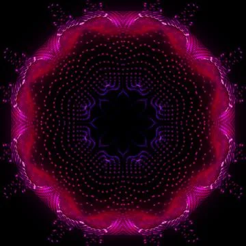 Glowing Cyberpunk Matrix Dot Sphere with Symmetrical Mandala Geometry Stock Illustration