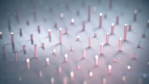 Glowing cylinder shapes seamless loop 3D render animation Stock Footage 120663340