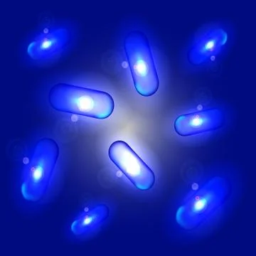 Glowing cylinders on a blue background Stock Illustration