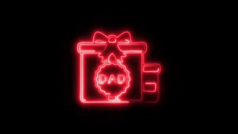 Glowing DAD Present Icon and Symbol in HD Video Neon Stock Footage 304559970
