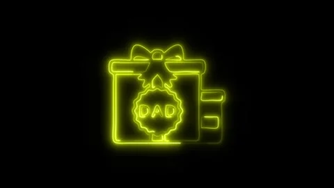 Glowing DAD Present Icon and Symbol in HD Video Neon Stock Footage 304559975