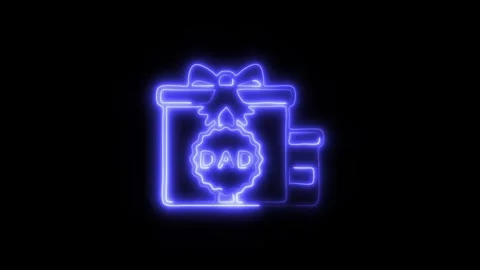 Glowing DAD Present Icon and Symbol in HD Video Neon Stock Footage 304559976