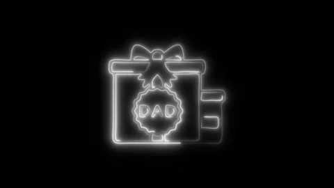 Glowing DAD Present Icon and Symbol in HD Video Neon Stock Footage 304559979