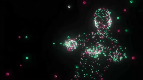 Glowing Dancing Digital Human Figure Animaion. Virtual Reality. 4K Stock Footage 202260932