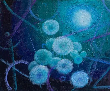 Glowing dandelions at dusk Stock Illustration