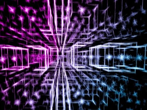 Glowing in dark perspective background-  digitally generated ima Stock Illustration