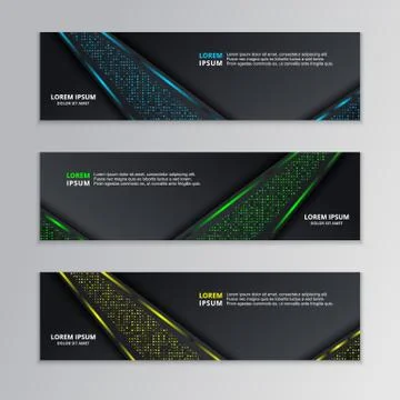 Glowing Dark Techno Banner Template, Modern Neon Design Background Vector Stock Illustration