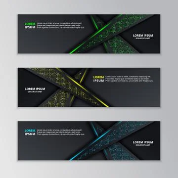 Glowing Dark Techno Banner Template, Modern Neon Design Background Vector Stock Illustration