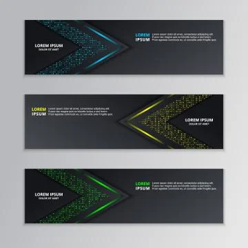 Glowing Dark Techno Banner Template, Modern Neon Design Background Vector Stock Illustration