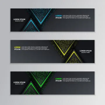 Glowing Dark Techno Banner Template, Modern Neon Design Background Vector Illustrazione stock