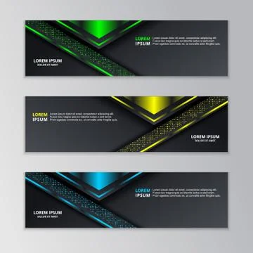 Glowing Dark Techno Banner Template, Modern Neon Design Background Vector Stock Illustration