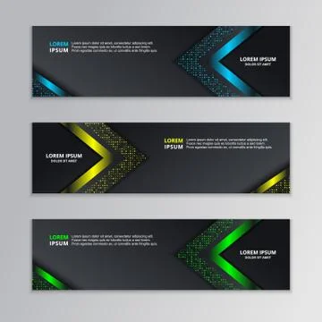 Glowing Dark Techno Banner Template, Modern Neon Design Background Vector Illustrazione stock